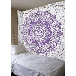 Bhagyashri Fashions Indian Mandala Twin Cotton Purple White Ombre Tapestry Wall Hanging Art Collage Bedspread Picnic Beach Blanket Hippie Boho Tapestries 84x54 Inches in Saudi Arabia