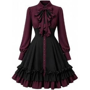 Gothic Lolita Dress, Victorian Style Mini Lace-Up A-Line Ruffle Dress for Halloween Cosplay in Kuwait