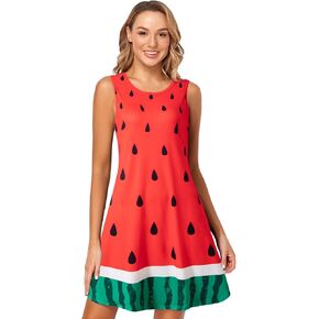 Auggle Women Watermelon Dress Sleeveless Fun Fruit Outfit in Saudi Arabia