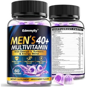 Multivitamin Gummies for Men 40 Plus - Vitamin A C D E B6 B12 with Omega-3 Calcium for Men - Energy & Immune Support Daily Vitamins - Sugar-Free & Vegan in Saudi Arabia