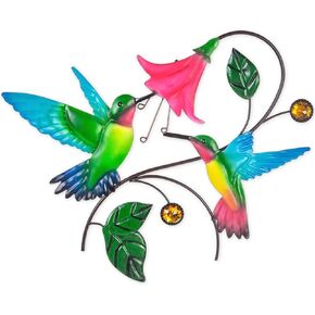 Metal Wall Art Hummingbird with Flower Decor, Metal Birds Yard Outdoor Wall Art, Hanging Bird Wall Decor for Living Room Home Indoor in Saudi Arabia
