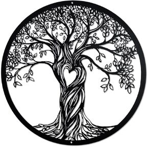 Acopelo Metal Wall Decor, Tree Art Wall Sculpture, Metal Wall Art Hanging for Living Room Bedroom Indoor Outdoor, Laser Cut Rustic Black Tree of Life （Black） (Big) in Saudi Arabia