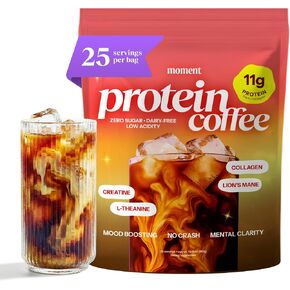 Moment High Protein Mushroom Coffee with Creatine – Zero Sugar, Low Acidity Instant Protein Coffee Powder with Lion’s Mane, Reishi & L-Theanine for Energy, Focus & Mental Clarity-25 Servings in Saudi Arabia