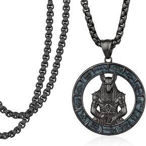 Anubis Ankh Necklace 925 Sterling Silver Egyptian Turquoise Necklaces for Women Men Egyptian Jewelry Gift in Saudi Arabia