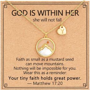 Mustard Seed Initial A-Z Necklace, Graduation Gifts 14K Gold Plated Moving Mountains Faith Confirmation First Communion Baptism Christian Religious Gifts 17+3 Inches in Saudi Arabia
