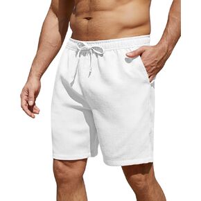 Men's Casual Shorts Casual Elastic Waist Drawstring 7 Inch Summer Beach Vacation Shorts with Pockets in Saudi Arabia