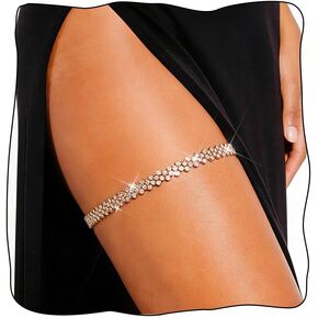 Rhinestone Thigh Jewelry Thigh Chain Crystal Garter for Women (Gold) in Saudi Arabia