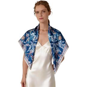 Luxury Double-Sided Silk-Touch Scarf - 35" Large Square Lightweight Head Wrap for Women, Gift Packed in Saudi Arabia