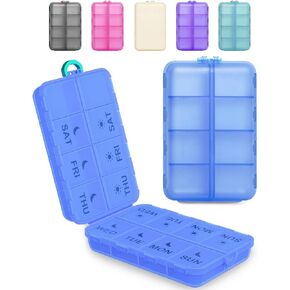 Pill Organizer Travel Medicine Case - Travel Pill Case with Etched Labels, Daily Travel Medicine Case Holder in Kuwait