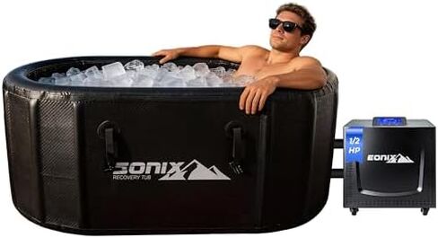 Ice Bath Chiller & Cold Plunge Tub Kit, 1/2 HP Cold Plunge Chiller with Built-in & Pump,216 Gal Ice Pod, XXL Cold Plunge Tub with Water Chiller for Home Outdoor Cold Therapy in Kuwait