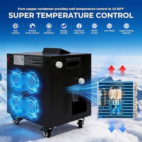 Ice Bath Chiller & Cold Plunge Tub Kit, 1/2 HP Cold Plunge Chiller with Built-in & Pump,216 Gal Ice Pod, XXL Cold Plunge Tub with Water Chiller for Home Outdoor Cold Therapy in Kuwait