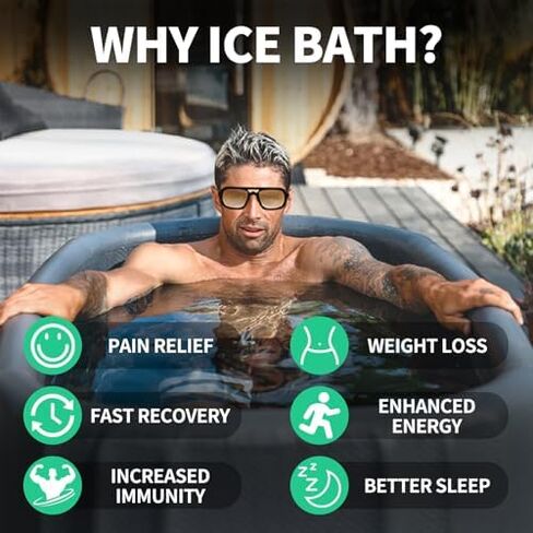 Ice Bath Chiller & Cold Plunge Tub Kit, 1/2 HP Cold Plunge Chiller with Built-in & Pump,216 Gal Ice Pod, XXL Cold Plunge Tub with Water Chiller for Home Outdoor Cold Therapy in Kuwait
