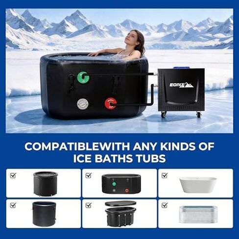 Ice Bath Chiller & Cold Plunge Tub Kit, 1/2 HP Cold Plunge Chiller with Built-in & Pump,216 Gal Ice Pod, XXL Cold Plunge Tub with Water Chiller for Home Outdoor Cold Therapy in Kuwait
