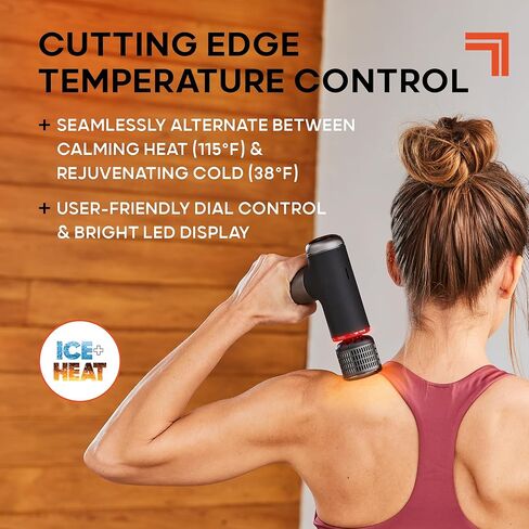 Sharper Image® Powerboost® Pro+ Hot & Cold Compact Deep Tissue Massage Gun - 6 Speed, 4 Attachments, Travel Case| Soothing Heat & Cold Therapy| Portable Lightweight Full Body Shoulder & Back Massager in Kuwait