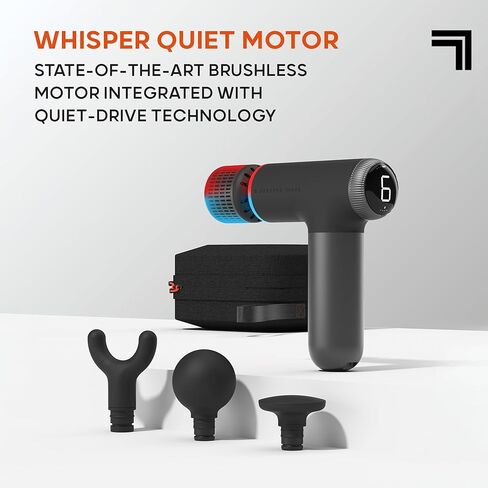 Sharper Image® Powerboost® Pro+ Hot & Cold Compact Deep Tissue Massage Gun - 6 Speed, 4 Attachments, Travel Case| Soothing Heat & Cold Therapy| Portable Lightweight Full Body Shoulder & Back Massager in Kuwait