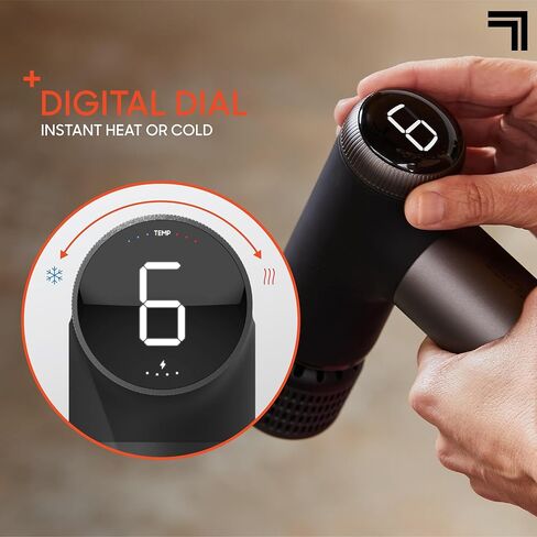Sharper Image® Powerboost® Pro+ Hot & Cold Compact Deep Tissue Massage Gun - 6 Speed, 4 Attachments, Travel Case| Soothing Heat & Cold Therapy| Portable Lightweight Full Body Shoulder & Back Massager in Kuwait