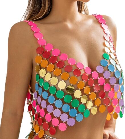 Women Sexy Mirror Sequins Dress Hand Made Body Accessories Jewelry for Party Night Club Summer Beach Body Chain-J in Saudi Arabia