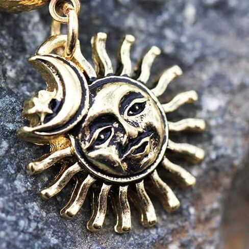 Gold Plated Stainless Steel Flaming Sun Crescent Moon Star Dangle Navel Belly Ring in Saudi Arabia