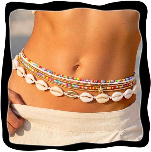 Brishow Shell Beads Waist Chain Multi-layered Beaded Belly Chain Summer Beach Body Chain Jewelry for Women in Saudi Arabia