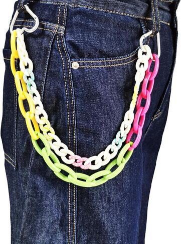 Colorful Acrylic Pants Pocket Chain Hip Hop Jeans Chain,Acrylic Chain Strap for Purse Handbag Diy Accessory in Saudi Arabia