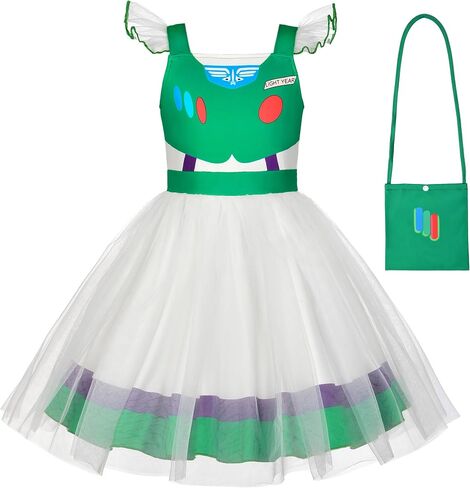 Kids Buzz Inspired Costume Dress with Bag Princess Dress Up for Little Girls Toddler Halloween Cosplay Outfits 3-10Y in Saudi Arabia