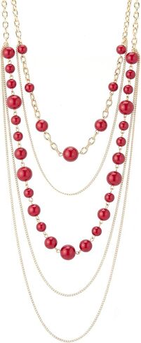 Long Gold Pearl Necklaces for Women Multi-Layered Chain with Faux Pearls Beads Statement Waterfall Jewelry Gifts in Saudi Arabia