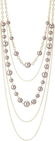 Long Gold Pearl Necklaces for Women Multi-Layered Chain with Faux Pearls Beads Statement Waterfall Jewelry Gifts in Saudi Arabia