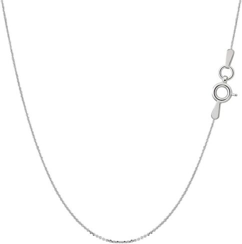 Jewelry Affairs Sterling Silver Diamond Cut Rhodium Plated Cable Chain Necklace, 1mm, Classic Style in Kuwait