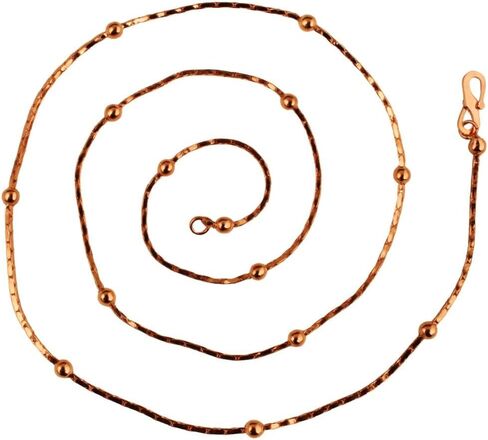 Pure Copper Beaded Chain Necklace for Women & Men Minimalist Handmade Jewelry Lightweight Everyday Wear Chain Unisex Fashion Accessory in Kuwait