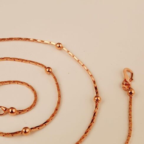 Pure Copper Beaded Chain Necklace for Women & Men Minimalist Handmade Jewelry Lightweight Everyday Wear Chain Unisex Fashion Accessory in Kuwait