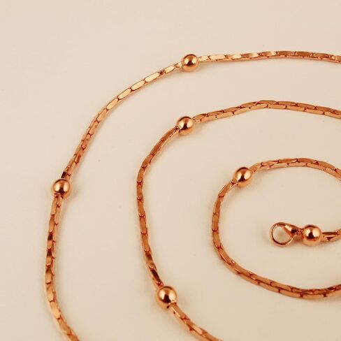 Pure Copper Beaded Chain Necklace for Women & Men Minimalist Handmade Jewelry Lightweight Everyday Wear Chain Unisex Fashion Accessory in Kuwait