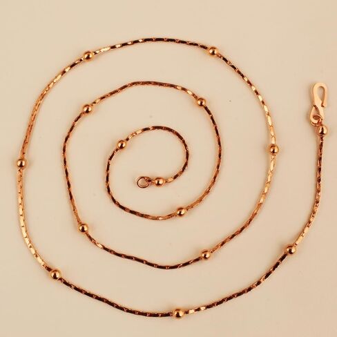 Pure Copper Beaded Chain Necklace for Women & Men Minimalist Handmade Jewelry Lightweight Everyday Wear Chain Unisex Fashion Accessory in Kuwait