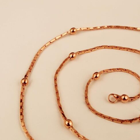 Pure Copper Beaded Chain Necklace for Women & Men Minimalist Handmade Jewelry Lightweight Everyday Wear Chain Unisex Fashion Accessory in Kuwait