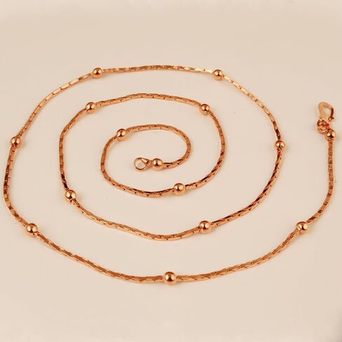 Pure Copper Beaded Chain Necklace for Women & Men Minimalist Handmade Jewelry Lightweight Everyday Wear Chain Unisex Fashion Accessory in Kuwait