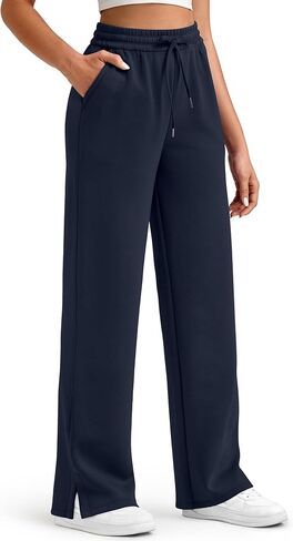 G4Free Smoofit Modal Soft Women's Wide Leg Sweatpants High Waisted Drawstring Side Slit Casual Lounge Pants with Pockets in Saudi Arabia
