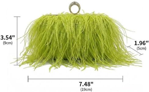Women Ostrich Feather Purse Tote Bag Crossbody Shoulder Fluffy Purse Party Bag Evening Handbag for Wedding Anniversary Grass Green in Saudi Arabia