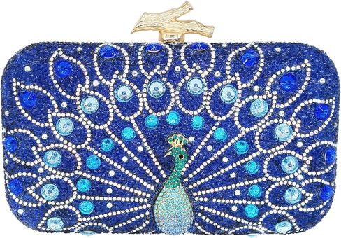 MAIRLOM Peacock Rhinestone Clutch Purses for Women Sparkly Evening Bags | Glitter Crystal Pearl Diamond Gemstone Luxury Handbags for Wedding Formal Party Prom Cocktail in Kuwait