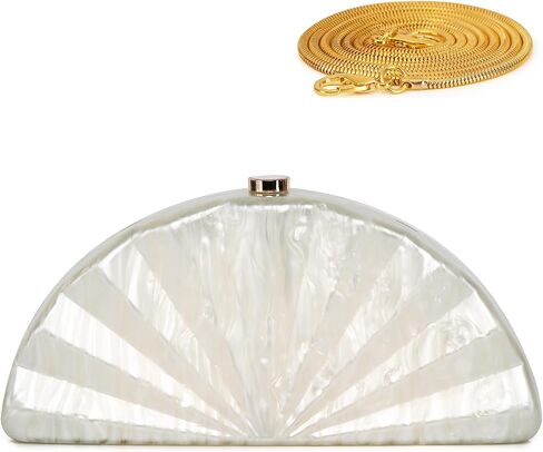 Labair Fan Shell Acrylic Clutch Purse Marble Evening Bags For Women Unique Handbag Wedding Party Formal. in Saudi Arabia