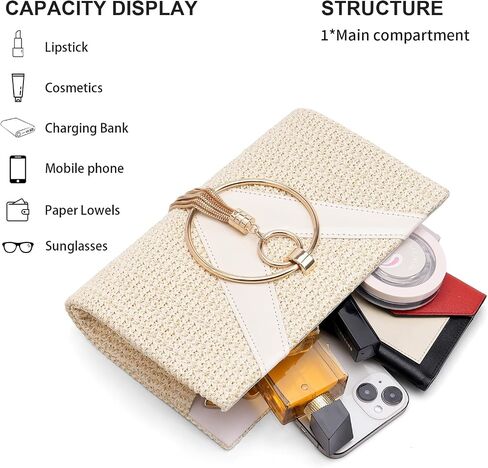 RNIEGA Tassels Straw Clutch Purses for Women Straw Handbags With Detachable Chain For Wedding, Party, Prom in Saudi Arabia