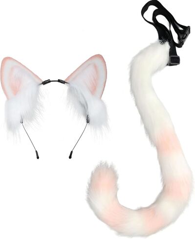 Cat Ears Tail Costume Cat Ear Headband Fox Ear Tail Cat Cosplay Props in Saudi Arabia