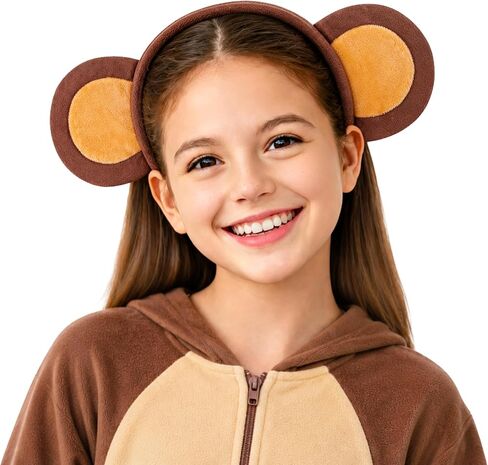 IGMaryBox Monkey Ears Headband Plush Animal Ear Headband Cute Monkey Costume Headwear for Safari Party, Jungle Theme Birthday, Halloween Cosplay Dress Up Accessories in Saudi Arabia