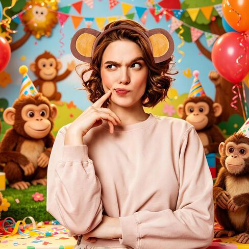 IGMaryBox Monkey Ears Headband Plush Animal Ear Headband Cute Monkey Costume Headwear for Safari Party, Jungle Theme Birthday, Halloween Cosplay Dress Up Accessories in Saudi Arabia