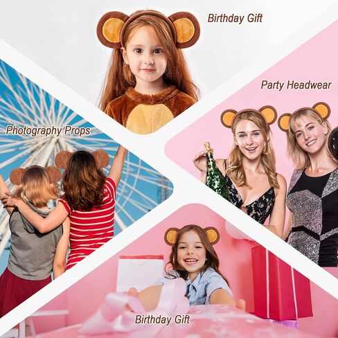 IGMaryBox Monkey Ears Headband Plush Animal Ear Headband Cute Monkey Costume Headwear for Safari Party, Jungle Theme Birthday, Halloween Cosplay Dress Up Accessories in Saudi Arabia