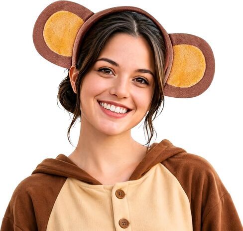 IGMaryBox Monkey Ears Headband Plush Animal Ear Headband Cute Monkey Costume Headwear for Safari Party, Jungle Theme Birthday, Halloween Cosplay Dress Up Accessories in Saudi Arabia