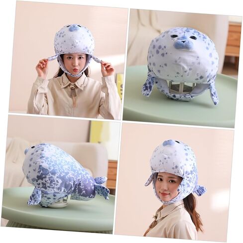 Ipetboom Seal Plush Headgear Funny Costume Hat for Parties Unique Animal Headwear for Cosplay Soft and Comfortable Plush Party Accessory Theatrical Events and Photo Props in Kuwait