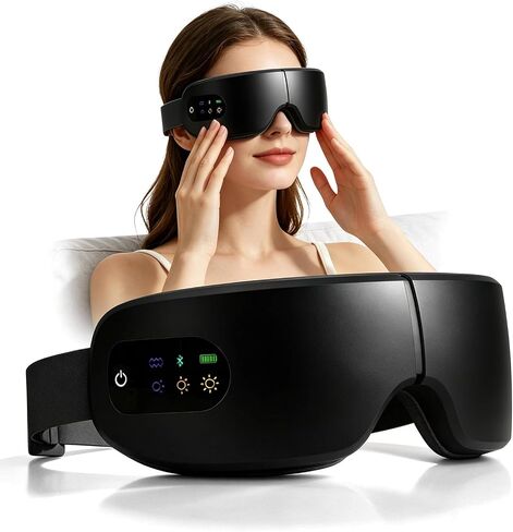 Eye Massager with Heat, Father's Day Birthday Gifts, Massager Relieves, Bluetooth Music, Heated Sleep Mask for Strain Relief, Stye Eye, Improve Sleep (Black) in Saudi Arabia