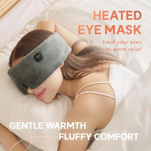 HubiCare Plush Heated Sleep Eye Mask with 2500mAh Battery, Ultra-Soft Warm Compress for Dry Eyes & Relaxation, 3 Heat Levels, Auto-Off Timer, Portable Adjustable Eye Warmer in Kuwait