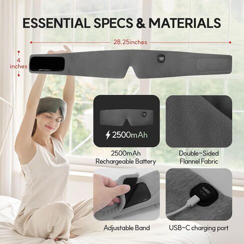 HubiCare Plush Heated Sleep Eye Mask with 2500mAh Battery, Ultra-Soft Warm Compress for Dry Eyes & Relaxation, 3 Heat Levels, Auto-Off Timer, Portable Adjustable Eye Warmer in Kuwait
