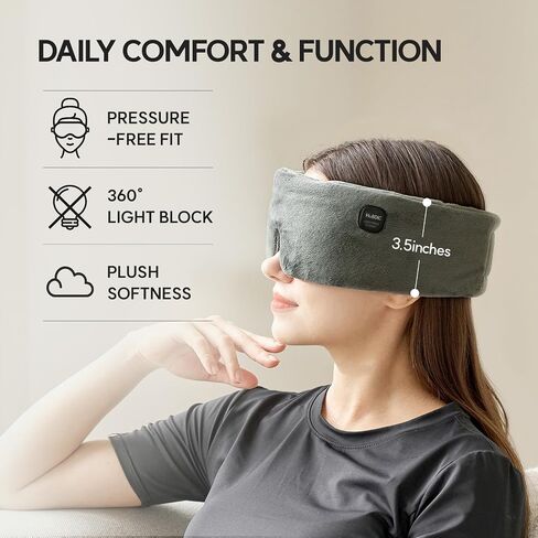 HubiCare Plush Heated Sleep Eye Mask with 2500mAh Battery, Ultra-Soft Warm Compress for Dry Eyes & Relaxation, 3 Heat Levels, Auto-Off Timer, Portable Adjustable Eye Warmer in Kuwait