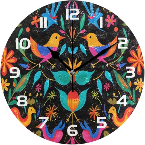 xigua Mexican Flower Pattern Wall Clock, Silent Non Ticking 10 Inch Battery Operated Wall Clocks, Easy to Read Clock for Home Kitchen Living Room Bathroom Office Decor in Saudi Arabia